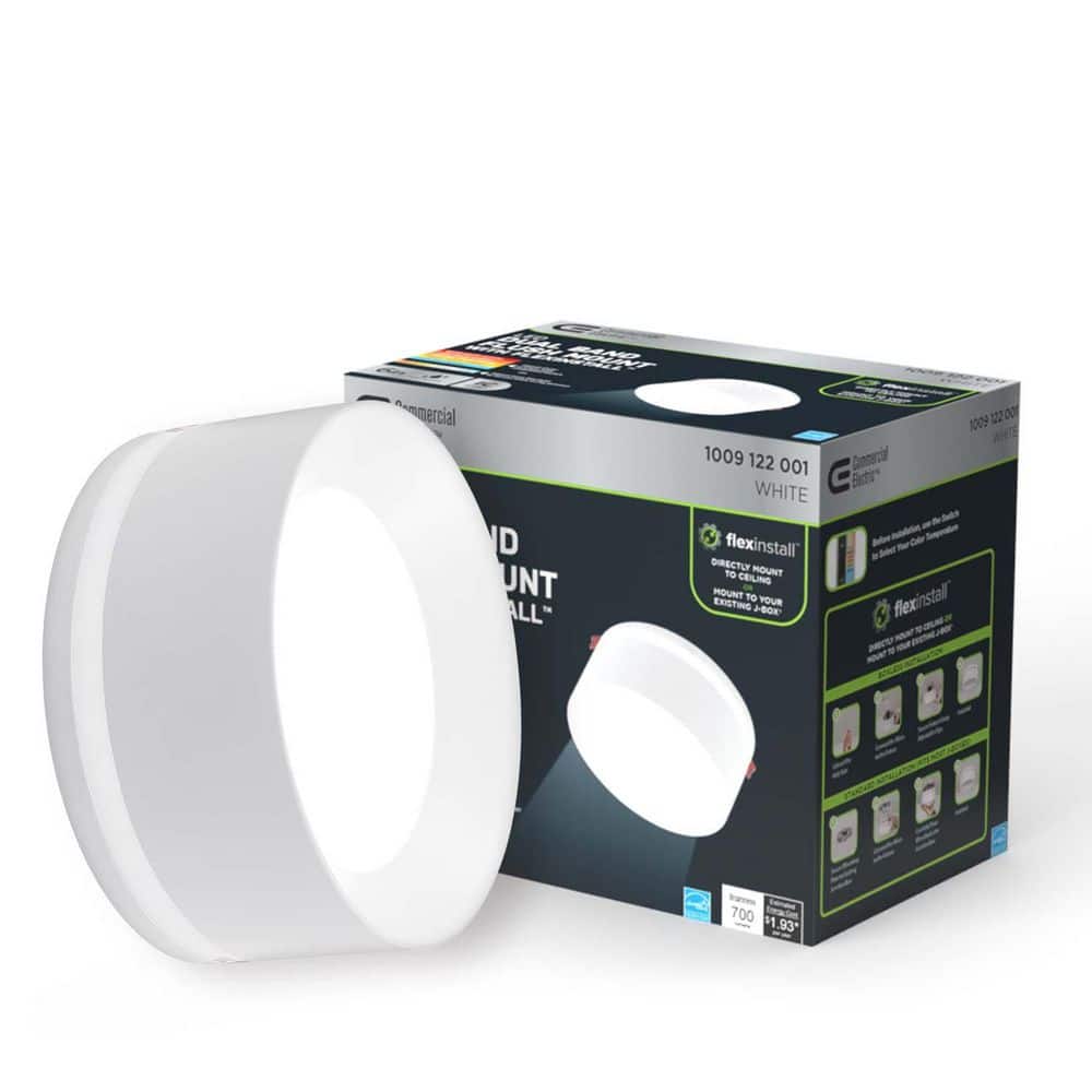 Commercial Electric Flexinstall Dual Band 6 in. White Integrated LED Ceiling Light Flush Mount with 5CCT and 700 Lumens (3)