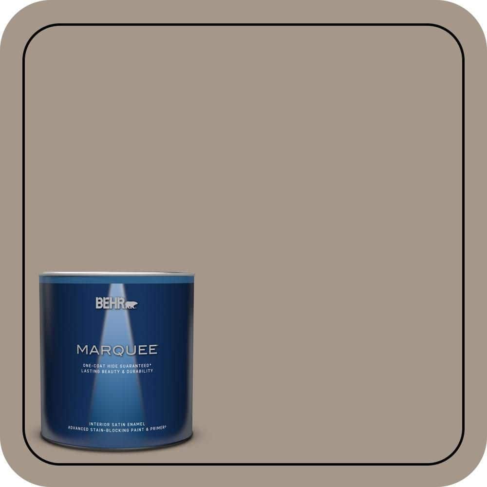 BEHR MARQUEE 1 qt. #N220-4 Shiitake One-Coat Hide Satin Enamel Interior Paint & Primer (1)
