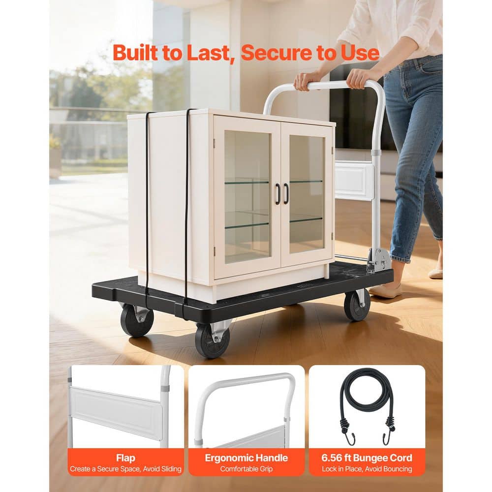 SKYSHALO 35.2 x 23.4 x 33.5 in. Foldable Push Cart Dolly, Folding Platform Truck w/ Swivel Wheels, Space Saving Handle, 660 lbs. (3)