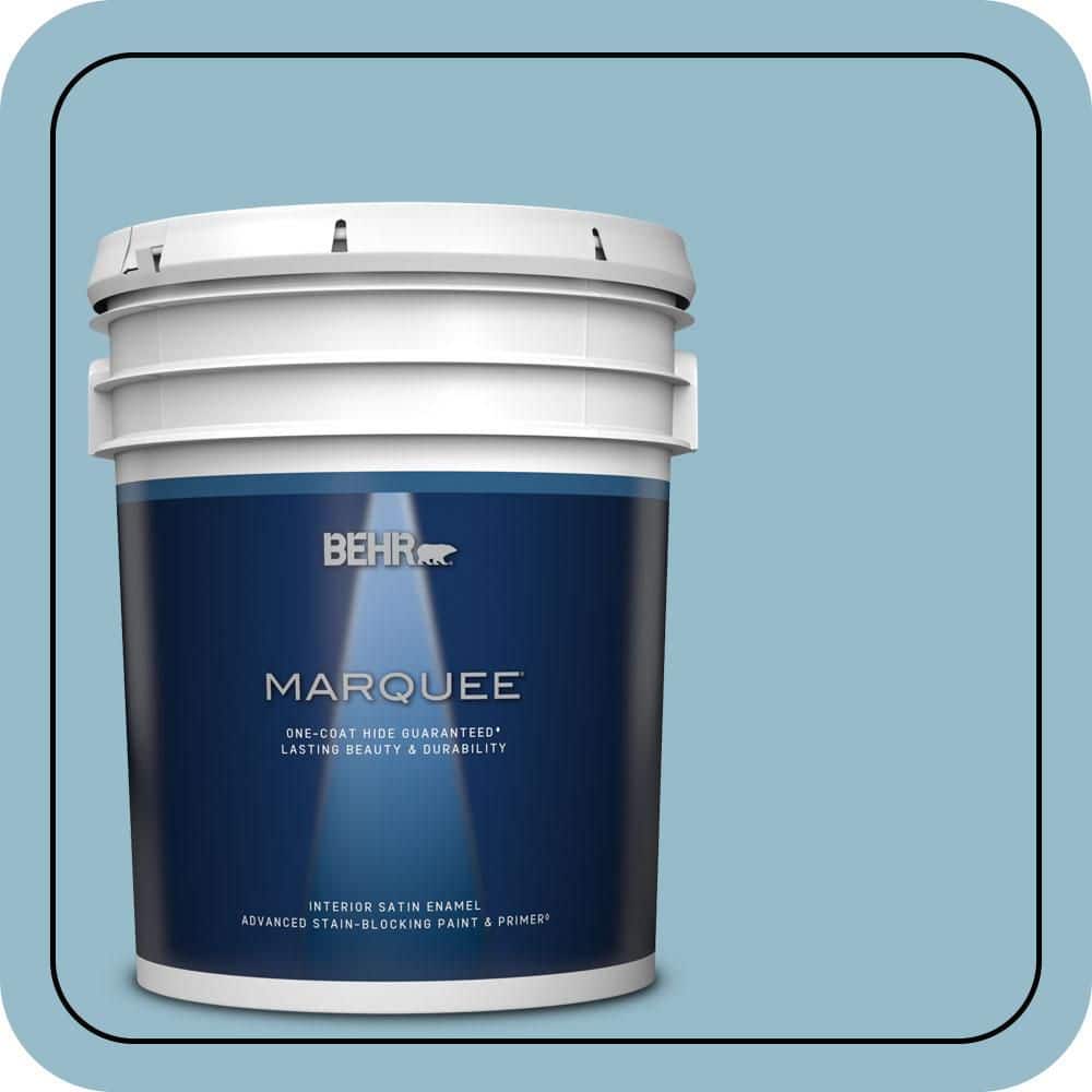 BEHR MARQUEE 5 gal. #S480-3 Sydney Harbour One-Coat Hide Satin Enamel Interior Paint & Primer