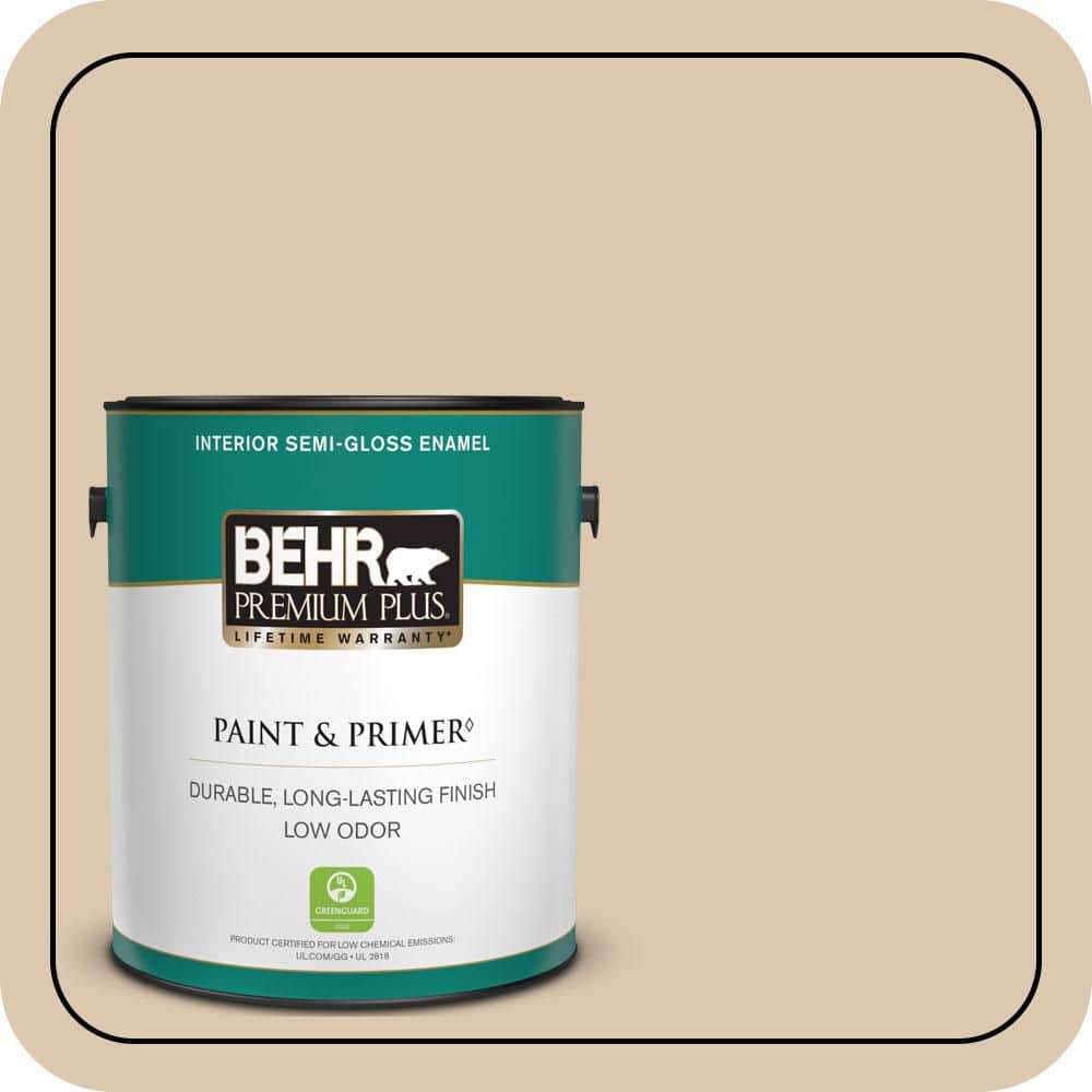 BEHR PREMIUM PLUS 1 gal. #N270-2 Lentil Semi-Gloss Enamel Low Odor Interior Paint & Primer