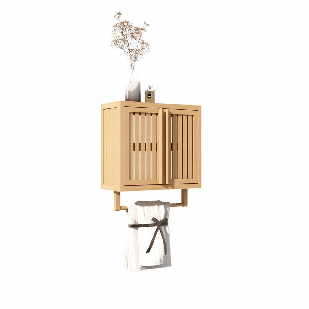 WELLFOR 19.68 in. W x 8.46 in. D x 21.69 in. H Bathroom Storage Wall Cabinet with 1 Shelf in Natural (1)
