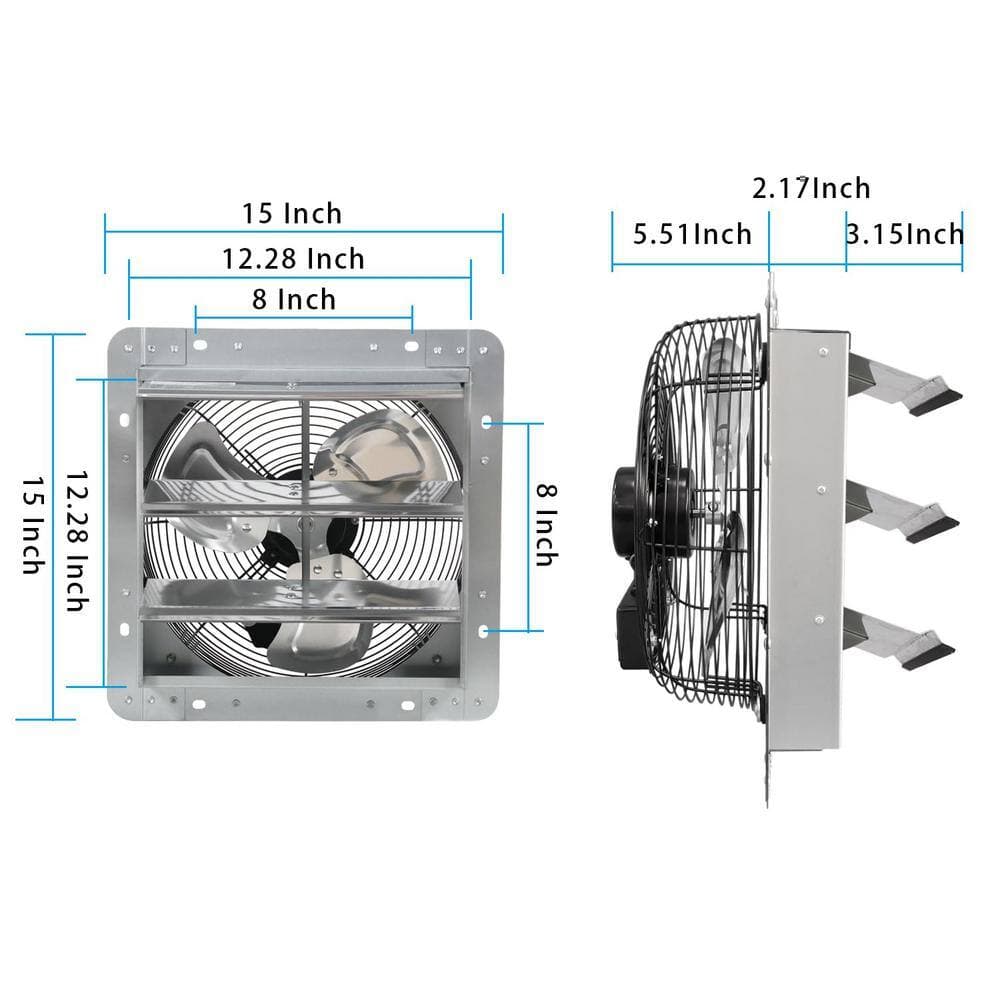 Angel Sar 12 in. 1800 CFM Silver Exhaust Fan Wall Mounted Electric Power Gable Mount Attic Fan (3)