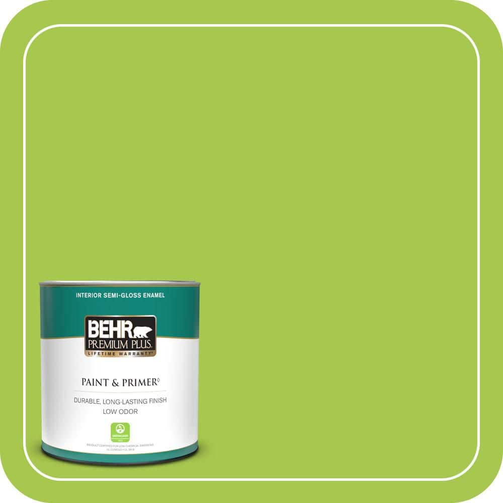 BEHR PREMIUM PLUS 1 qt. #420B-5 Sweet Midori Semi-Gloss Enamel Low Odor Interior Paint & Primer