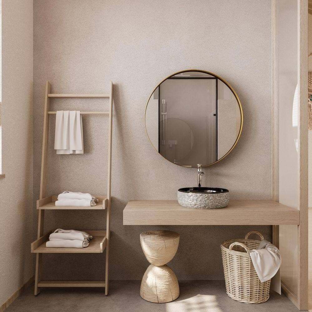 Tahanbath 31.50 in. W x 31.50 in. D x 4.70 in. H Bathroom Storage Wall Cabinet in Gold with Mirror and Adjustable Shelves (2)