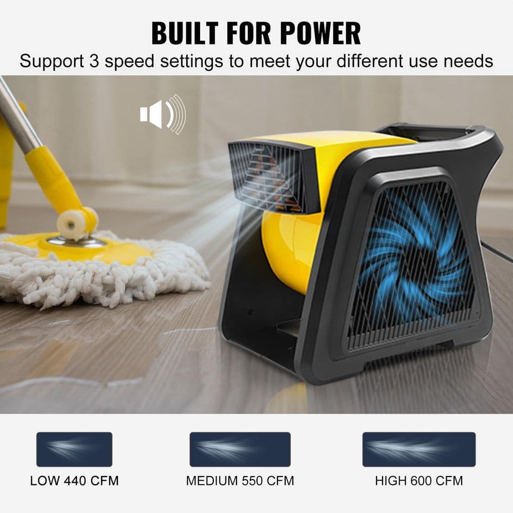 SKYSHALO Pivoting Utility Fan 12.8 in. 3 Speeds Blower Fan in. Black with Portable Handle 600 CFM Air Mover for Home, Workshop (3)