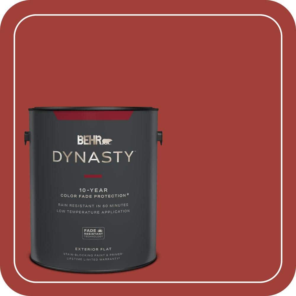 BEHR DYNASTY 1 gal. #PPU2-16 Fire Cracker Flat Exterior Stain-Blocking Paint & Primer