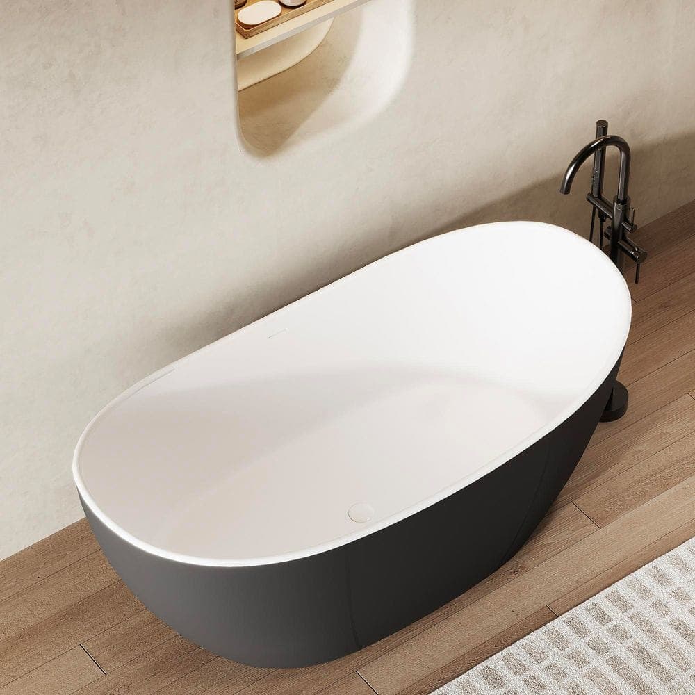 Feelive 31.5 in. Solid Surface Flatbottom Freestanding Soaking Bathtub (1)
