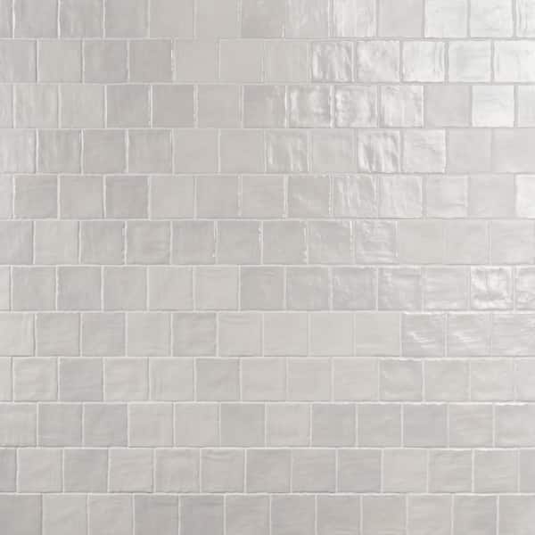 Ivy Hill Tile Amagansett Gin White 4 in. x 4 in. Mixed Finish Ceramic Wall Tile (0.108 sq. ft. / Each)