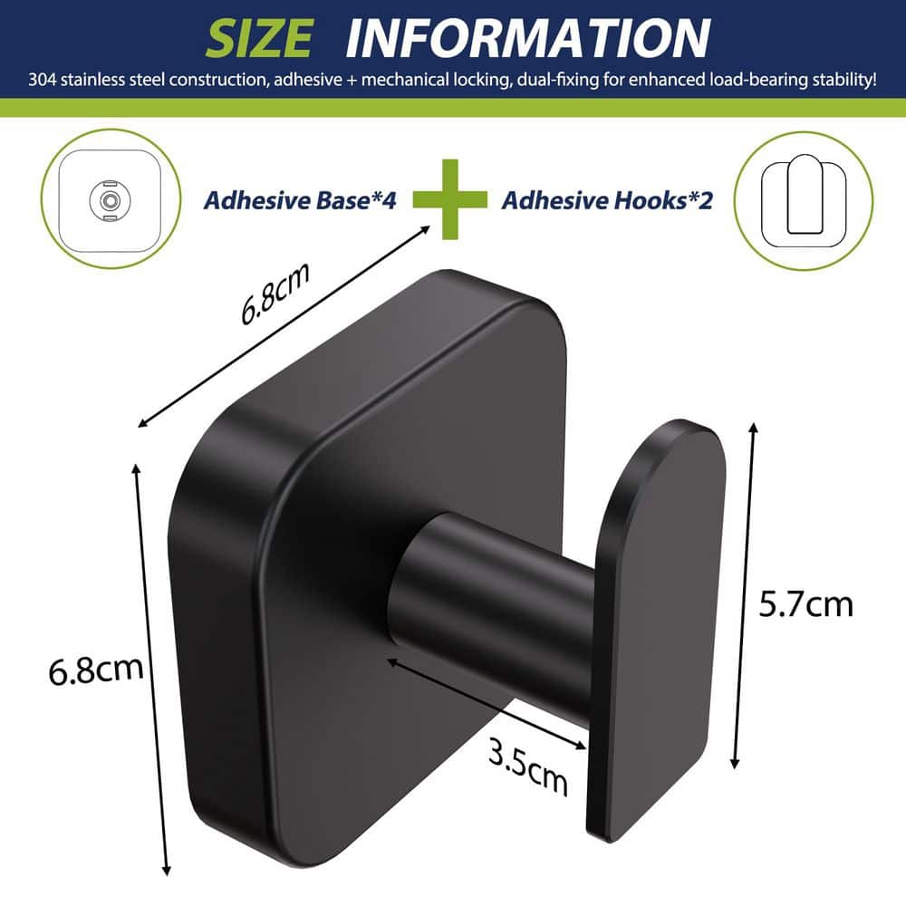 KHKFY Black Vacuum Suction Cup Dual Wall Hooks with Strong Replaceable Adhesive Pad for Bathroom Shower in (3)
