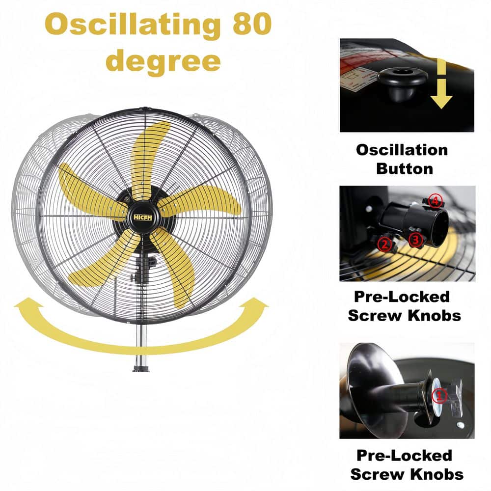 Unbranded 20 in. Heavy Duty Oscillating Pedestal Fan in Black-5,000 CFM, 1/5 HP Motor, 3 Speeds for Industrial/Commercial Spaces. (2)