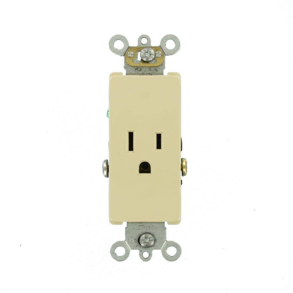 Leviton Decora Plus 15 Amp 125 V Single Outlet/Receptacle, Ivory (1-Pack) 16241-I (2)