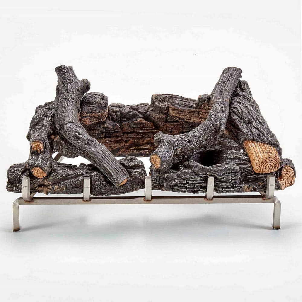 Bluegrass Living Concrete Log Set with Stainless Fireplace Grate for 450 Outdoor Fireplace Insert (2)