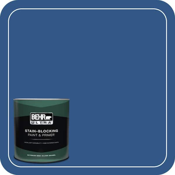 BEHR ULTRA 1 qt. #590B-7 Award Blue Semi-Gloss Enamel Exterior Paint & Primer (2)