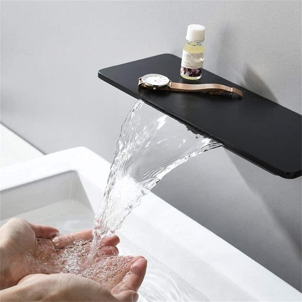 BEARSOLIM Waterfall Bathroom Sink Faucet 1 Handle Bidet Faucet with Hotandcold Switch in Black (3)