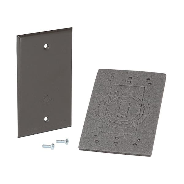 Commercial Electric 1-Gang Blank Metallic Weatherproof Outlet Cover, Bronze (2)