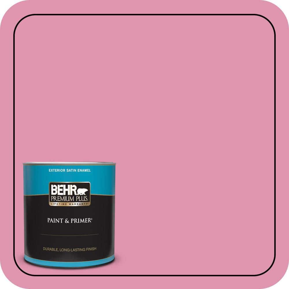BEHR PREMIUM PLUS 1 qt. #P130-4 Its a Girl Satin Enamel Exterior Paint & Primer