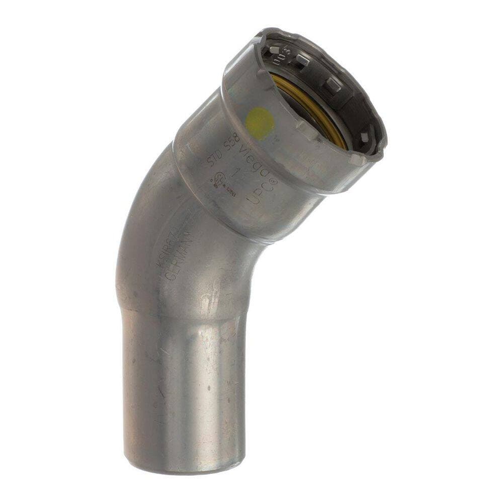 Viega MegaPressG 1 in. Press x 1 in. FTG Carbon Steel 45-Degree Street Elbow (Gas Only) (1)
