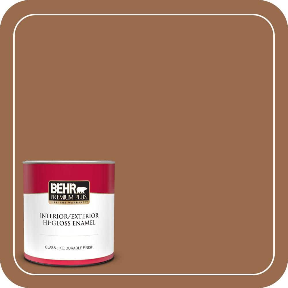BEHR PREMIUM PLUS 1 qt. #S230-7 Toasted Bagel Hi-Gloss Enamel Interior/Exterior Paint & Primer