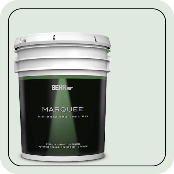 BEHR MARQUEE 5 gal. #460E-1 Meadow Light Semi-Gloss Enamel Exterior Paint & Primer (2)