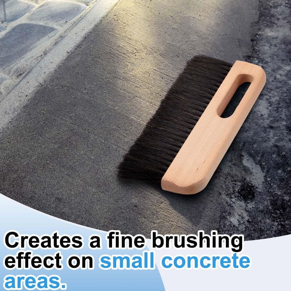 Laybus 2-Piece 12 in. x 5 in. Concrete Brush Horsehair Bristles Masonry Brush Wood Backed Concrete Broom Black Horsehair Fibers (3)