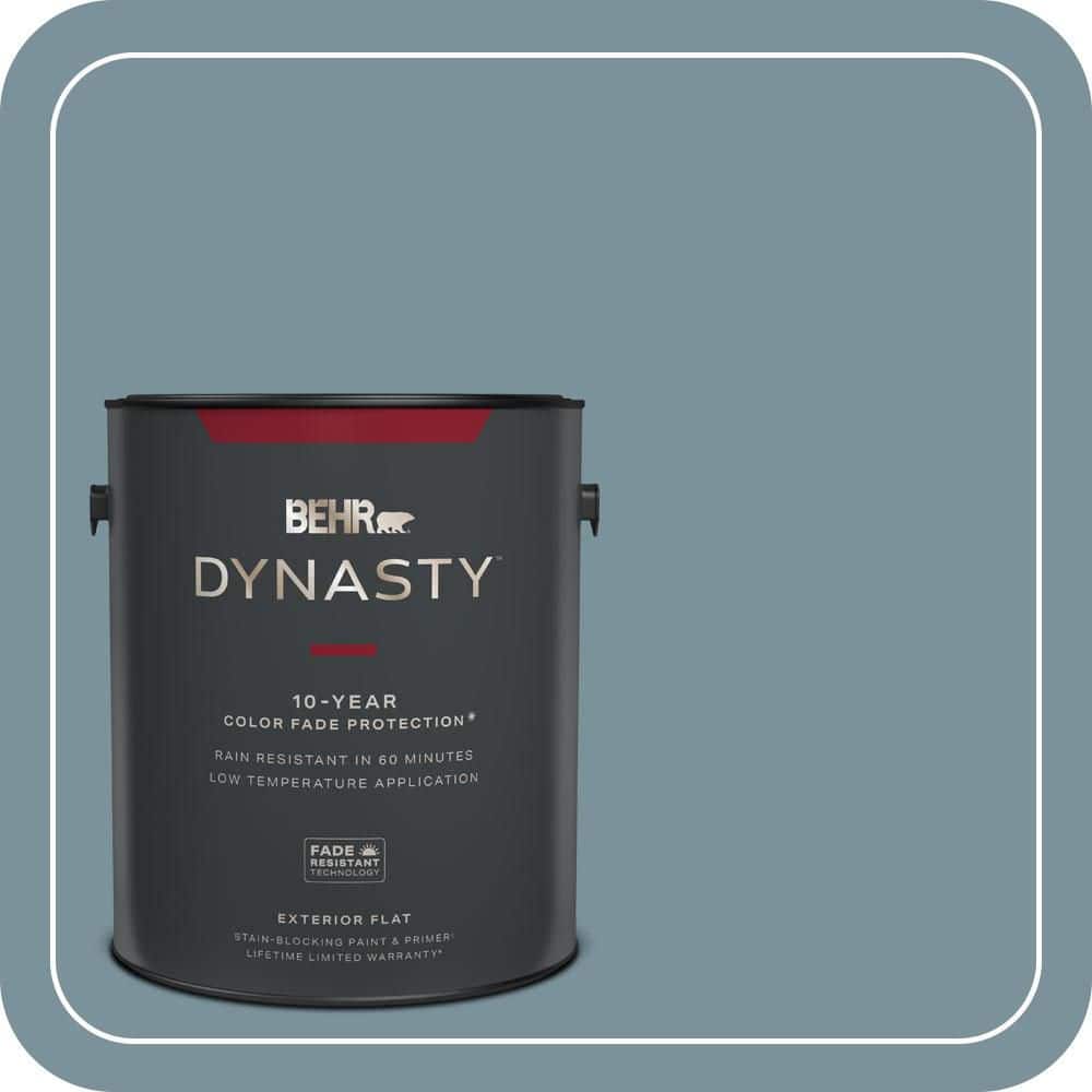 BEHR DYNASTY 1 gal. #PMD-55 Silent Tide Flat Exterior Stain-Blocking Paint & Primer