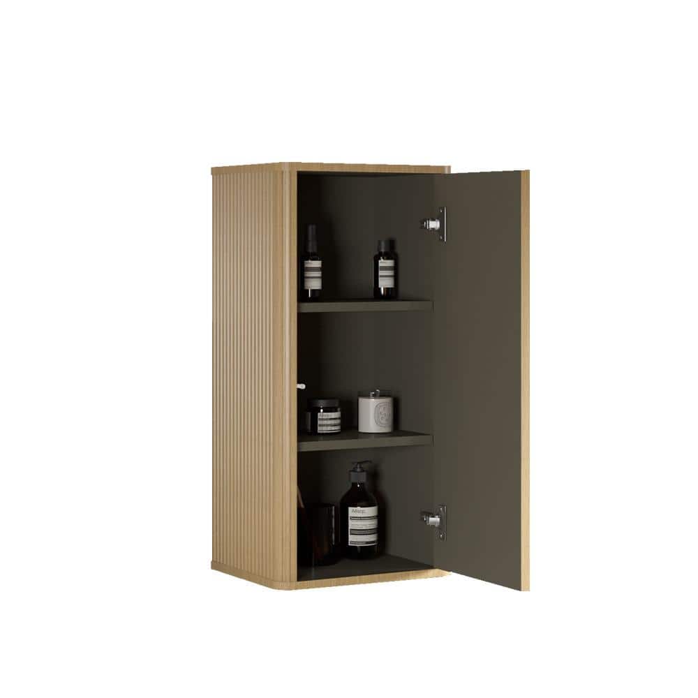 TCYO 14 in. W x 11 in. D x 30 in. H Oak Linen Cabinet with Two Adjustable Shelves (3)