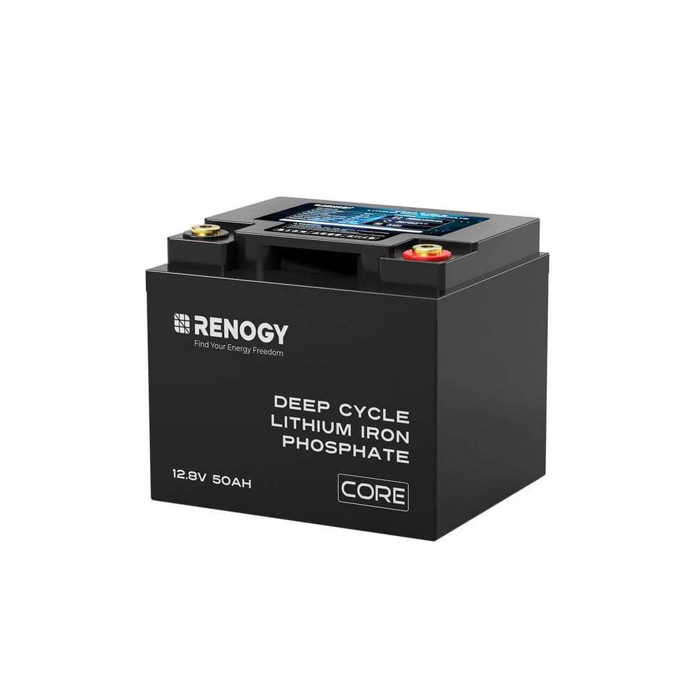 Renogy 12V 50Ah Core Series Deep Cycle Lithium Iron Phosphate, 5000 Deep Cycles, BMS Upgrade, Backup Power for Trolling motor (1)