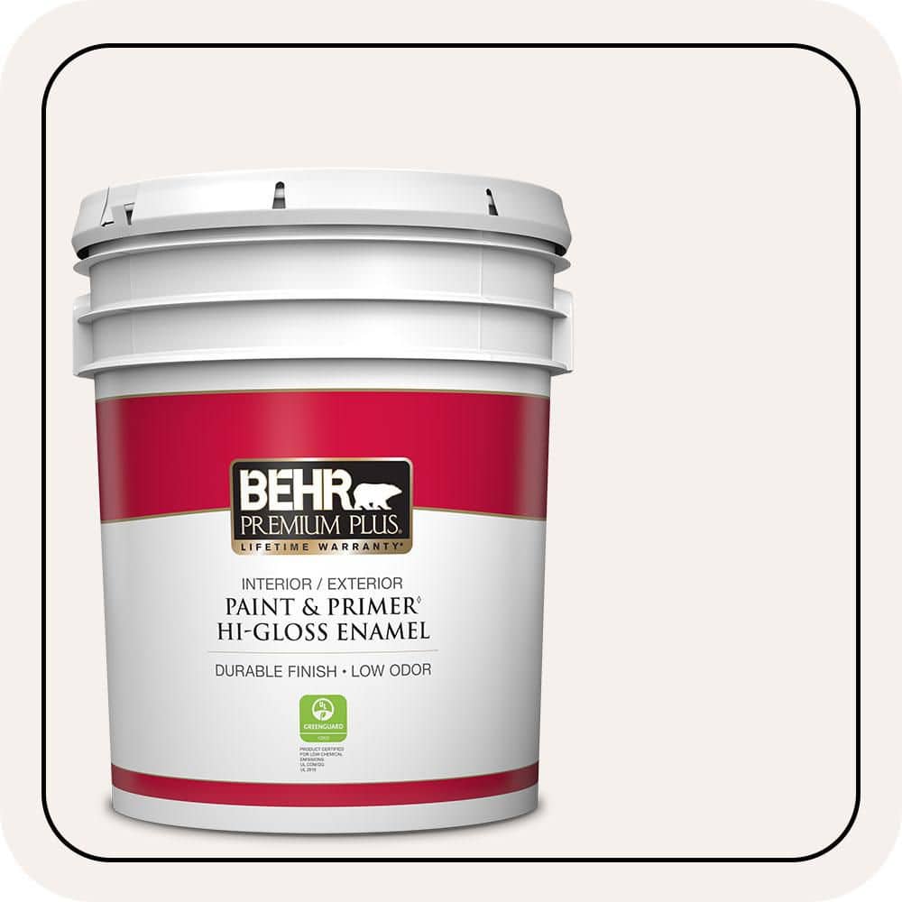BEHR PREMIUM PLUS 5 gal. #W-B-610 Soft Breeze Hi-Gloss Enamel Interior/Exterior Paint & Primer (1)