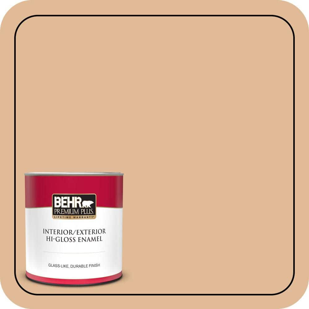 BEHR PREMIUM PLUS 1 qt. #S250-3 Honey Nougat Hi-Gloss Enamel Interior/Exterior Paint & Primer (1)