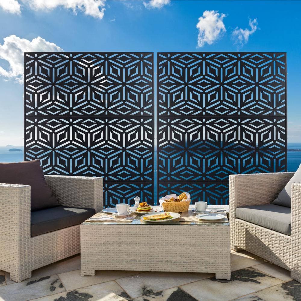 Sudzendf Outdoor and Indoor Freestanding Decorative Privacy Screen Metal Privacy Screen, Fence Panels in Black (3)