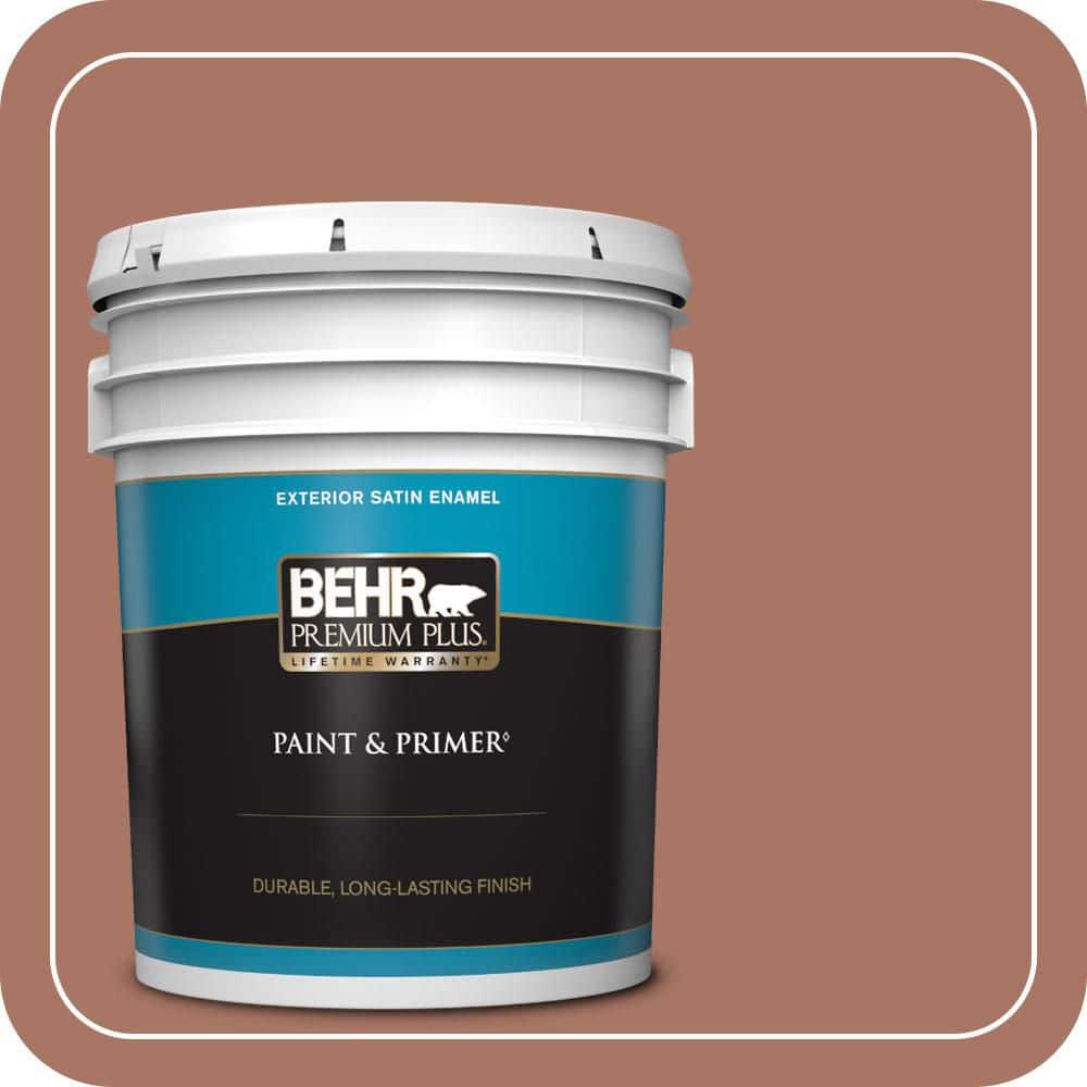 BEHR PREMIUM PLUS 5 gal. #MQ1-60 Sienna Satin Enamel Exterior Paint & Primer