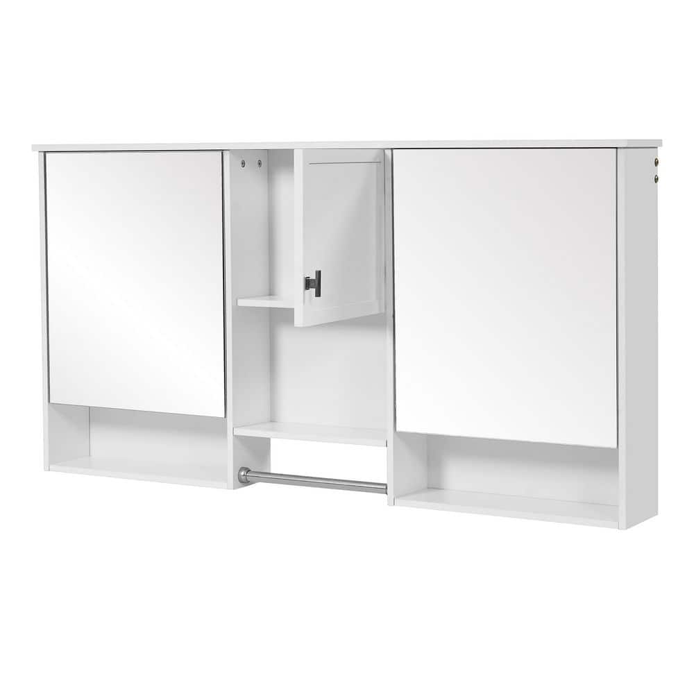 Virubi 55 in. W x 28.7 in. H Rectangular Wall-Mount Medicine Cabinet with Mirror, Adjustable Shelf, Soft-Closing Hinges