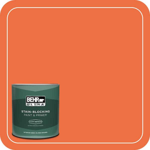 BEHR PREMIUM PLUS #210B-6 Aurora Orange Flat Interior/Exterior Paint & Primer Color Sample (4)