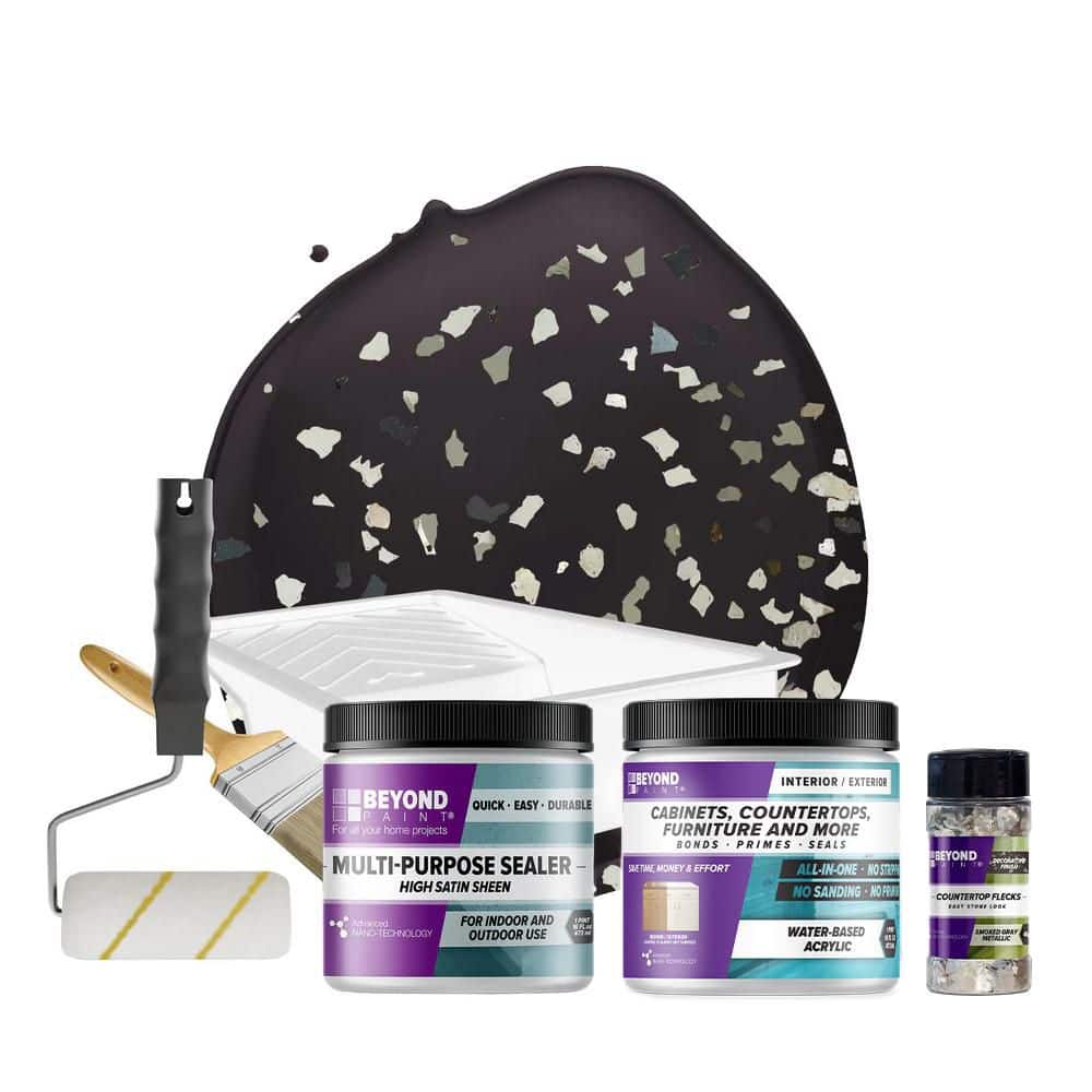BEYOND PAINT Flat Countertop Kit with Smoked Gray Flecks