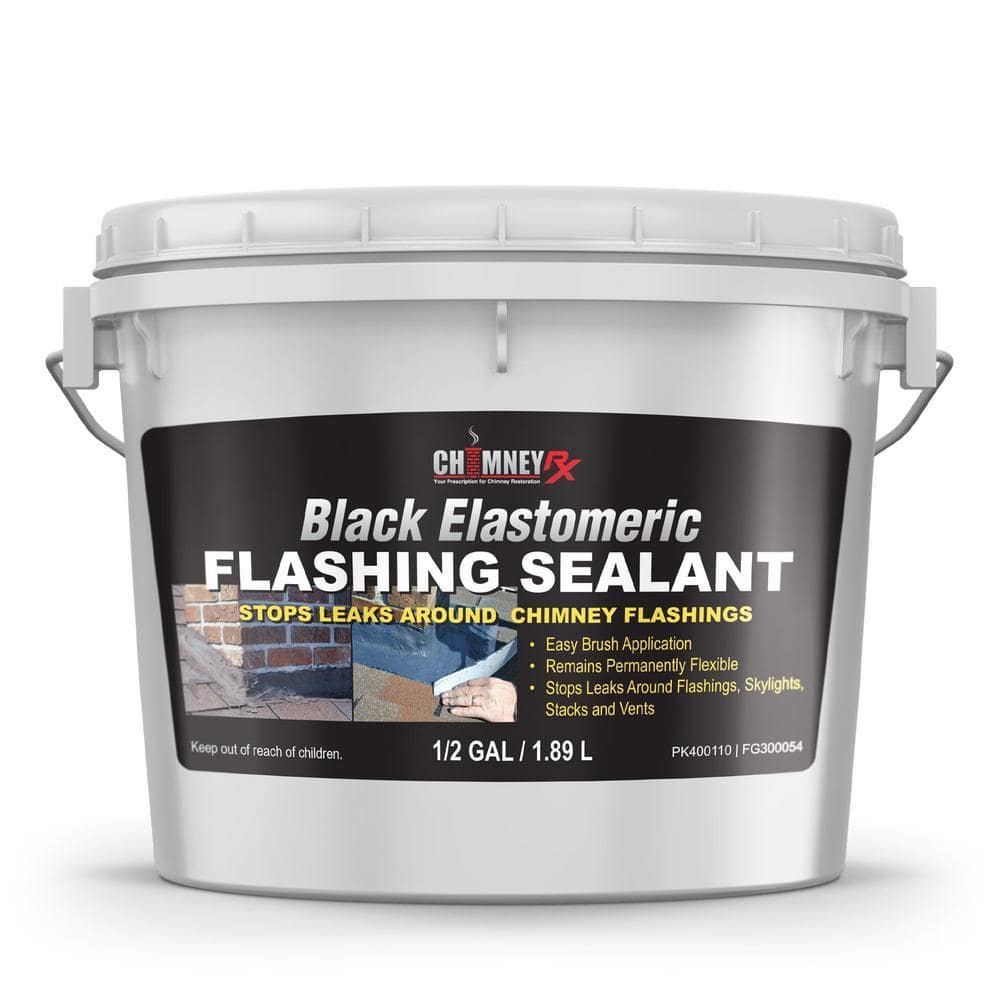 CHIMNEYRX 0.5 Gal. Black Elastomeric Chimney Flashing Sealant Width: 6 in. Length: 6 in. Transition Flashing