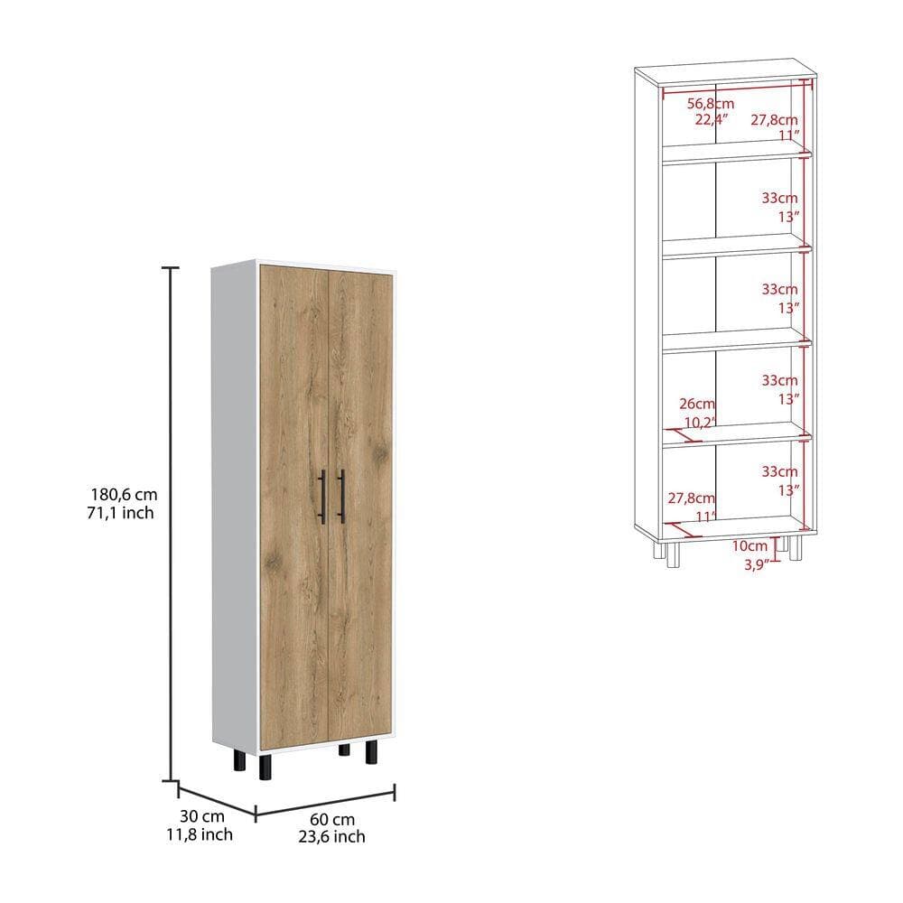 Tahanbath 23.62 in. W x 11.81 in. D x 71.10 in. H White Particle Board Freestanding Linen Cabinet with 5 Shelves in White (3)
