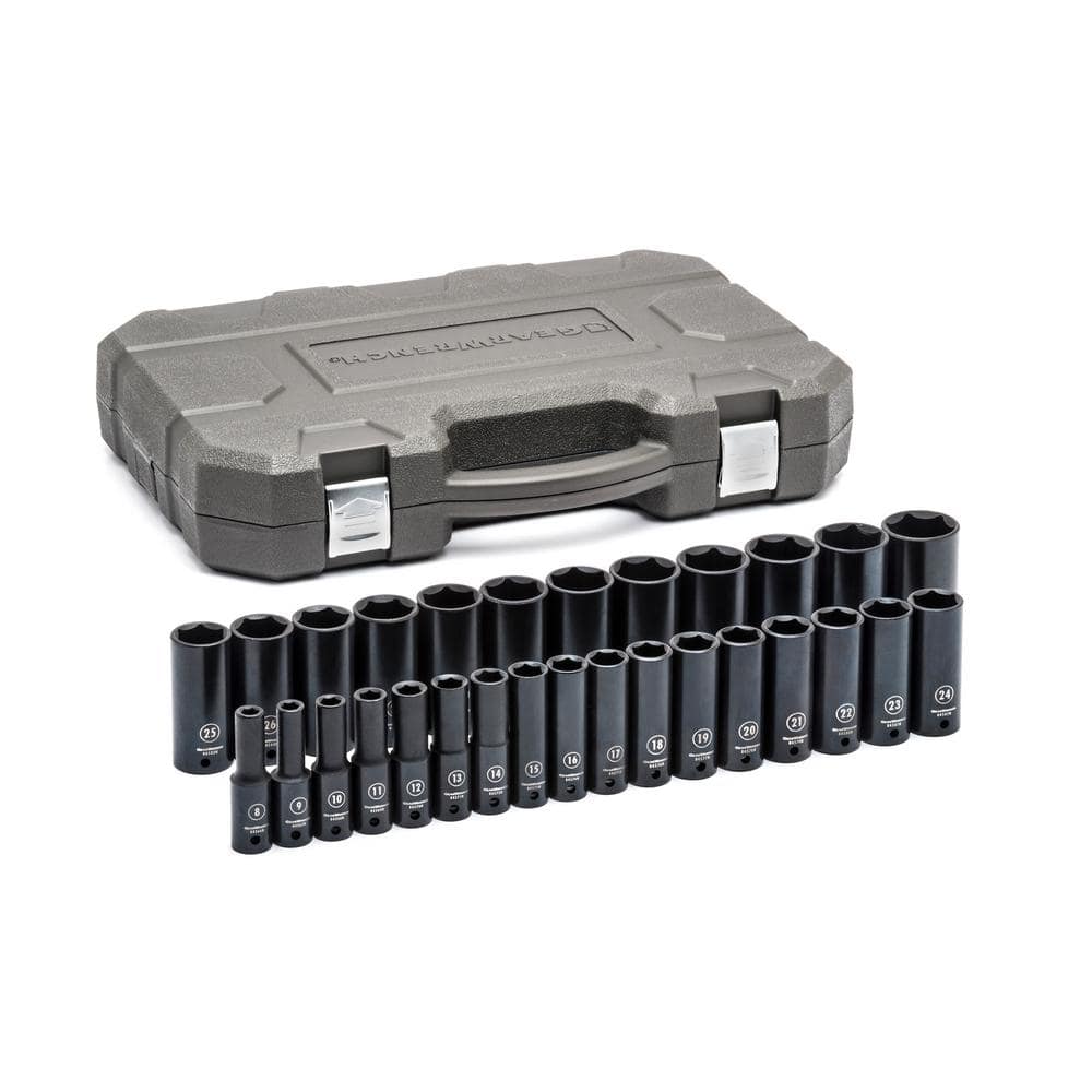 GEARWRENCH 1/2 in. Drive 6-Point Metric Deep Impact Socket Set (29-Piece) (1)