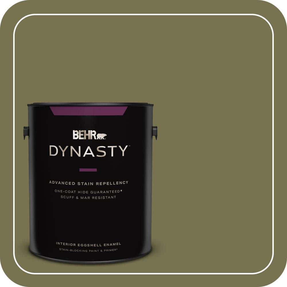 BEHR DYNASTY 1 gal. #S350-6 Truly Olive Eggshell Enamel Interior Stain-Blocking Paint & Primer