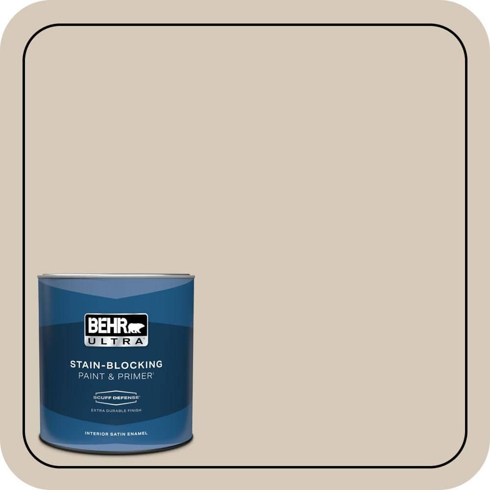 BEHR ULTRA 1 qt. #PPU5-12 Almond Wisp Extra Durable Satin Enamel Interior Paint & Primer