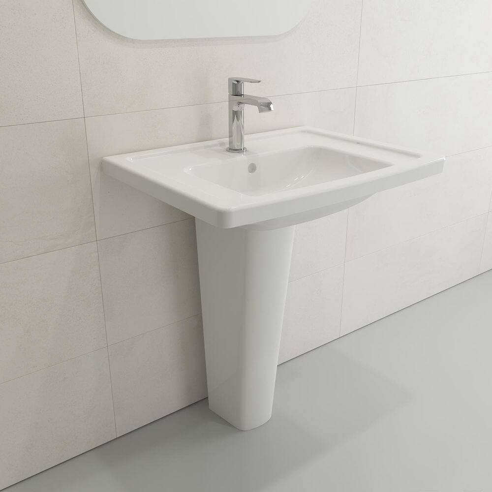 BOCCHI Taormina White 26.25 in. 1-Hole Fireclay Rectangular Wall-Mounted Sink with Overflow (2)