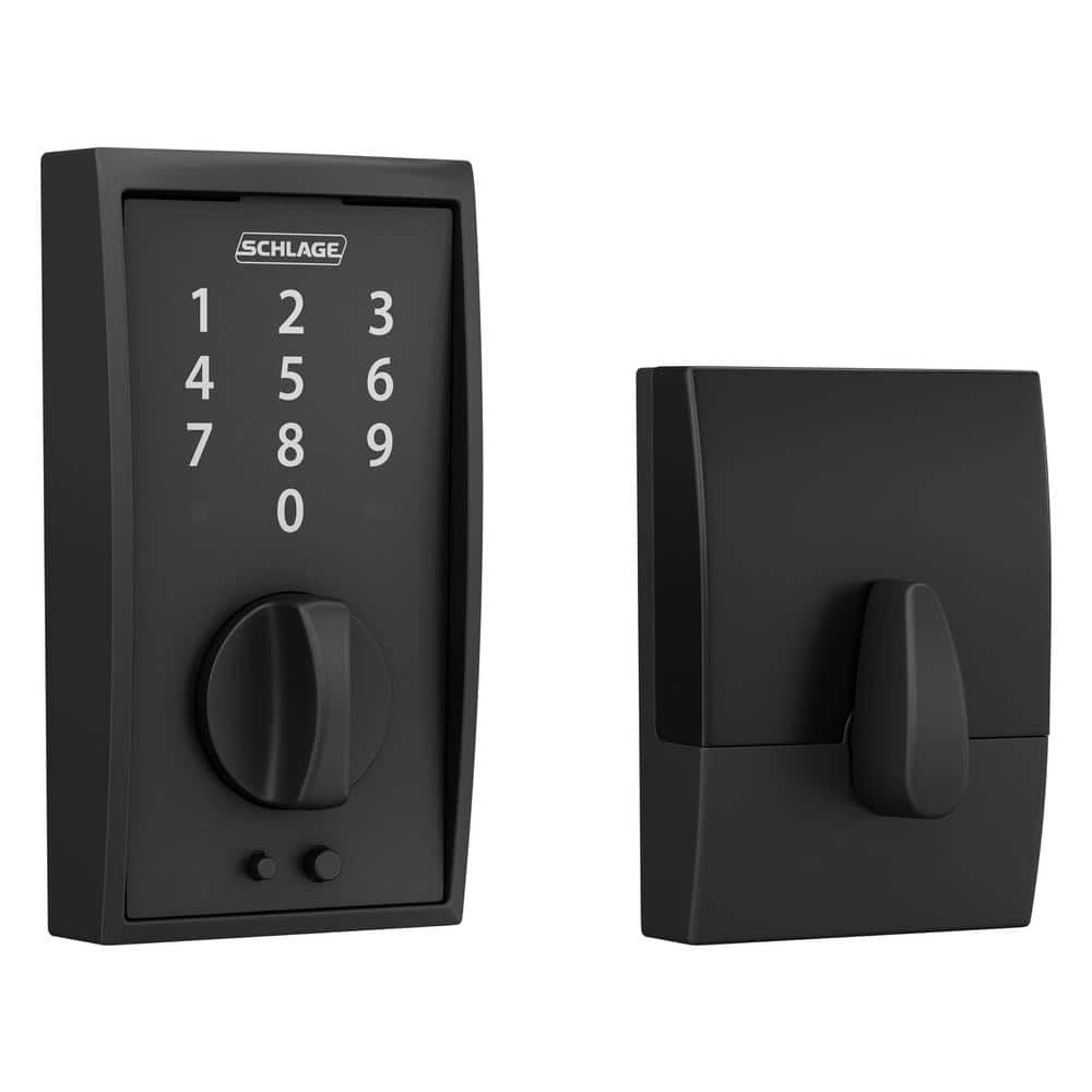 Schlage Century Matte Black Electronic Touch Keyless Touchscreen Deadbolt with Thumbturn (1)