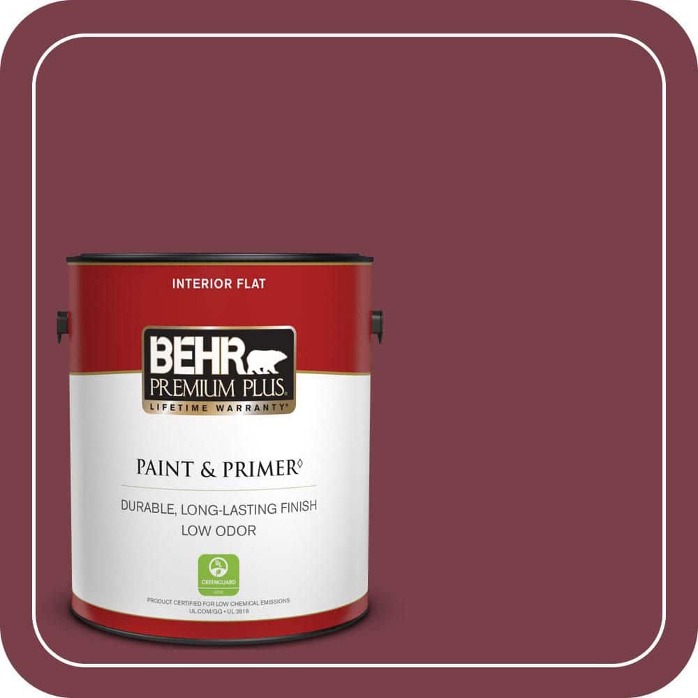 BEHR PREMIUM PLUS 1 gal. #S-H-110 Wine Tasting Flat Low Odor Interior Paint & Primer (1)