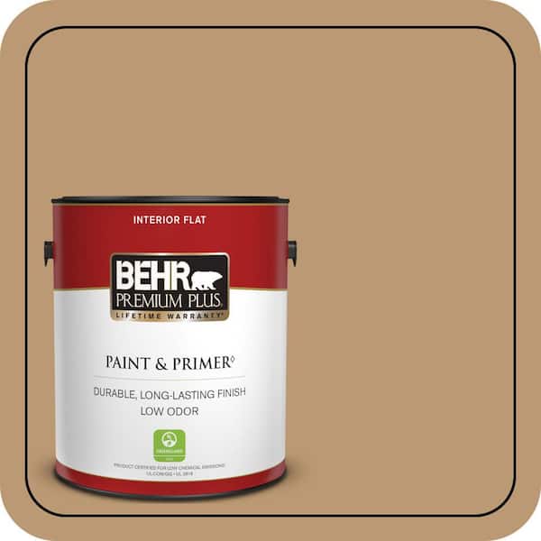 BEHR PREMIUM PLUS 1 gal. #N280-5 Antique Treasure Flat Low Odor Interior Paint & Primer (2)
