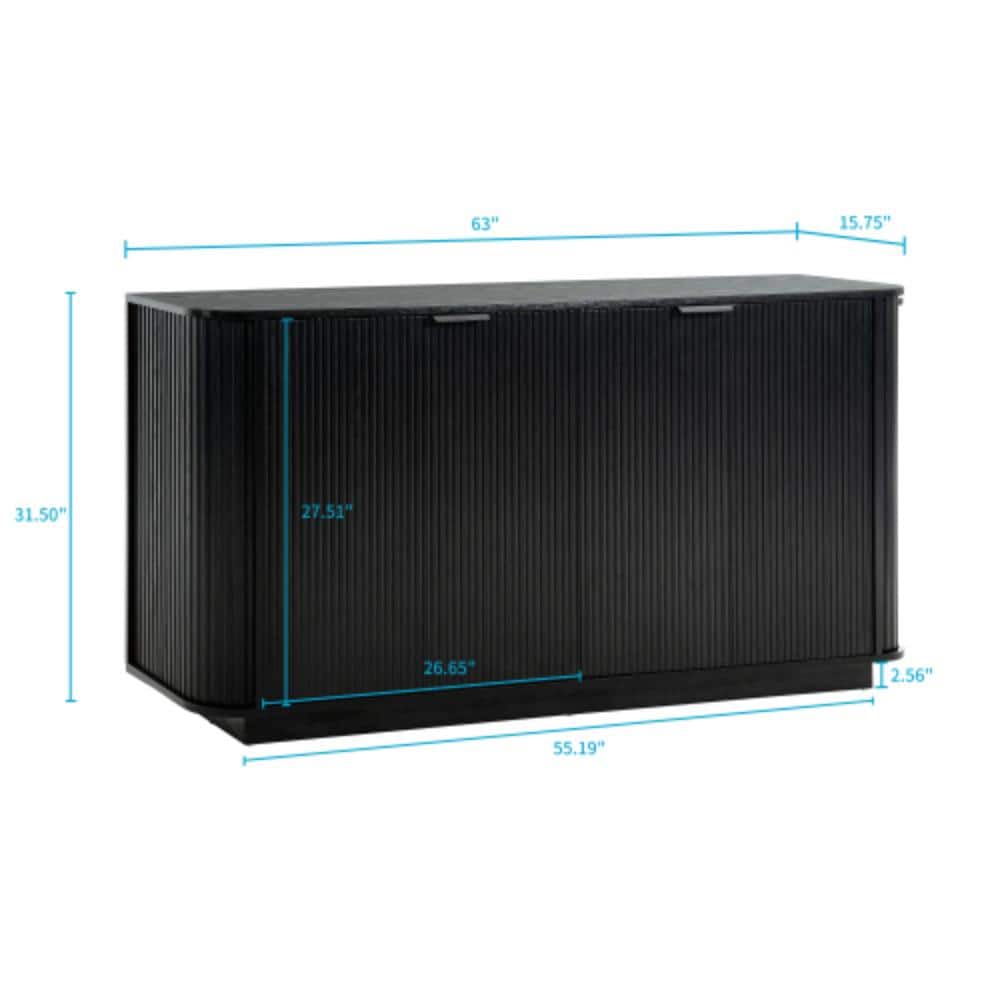 Unbranded 63 in. W x 15.75 in. D x 31.5 in. H Bathroom Black Linen Cabinet (2)