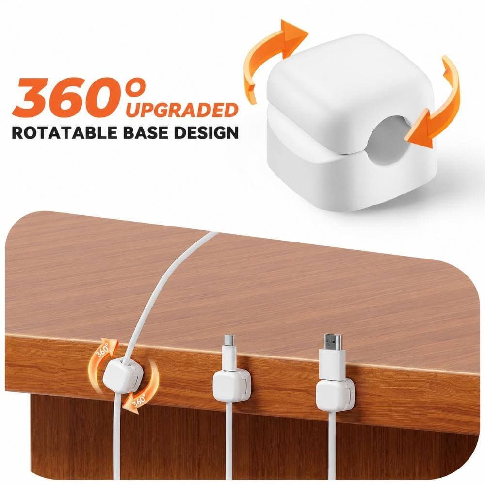 Unbranded 6 Pack 360 Degree Rotating Cord Organizer Clips with Adhesive Base, Spring Cable Holders for Desk (2)