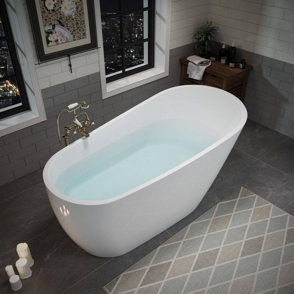 Boosicavelly 59 in. Acrylic Freestanding Soaking Bathtub with Reversible Drain in Glossy White (2)