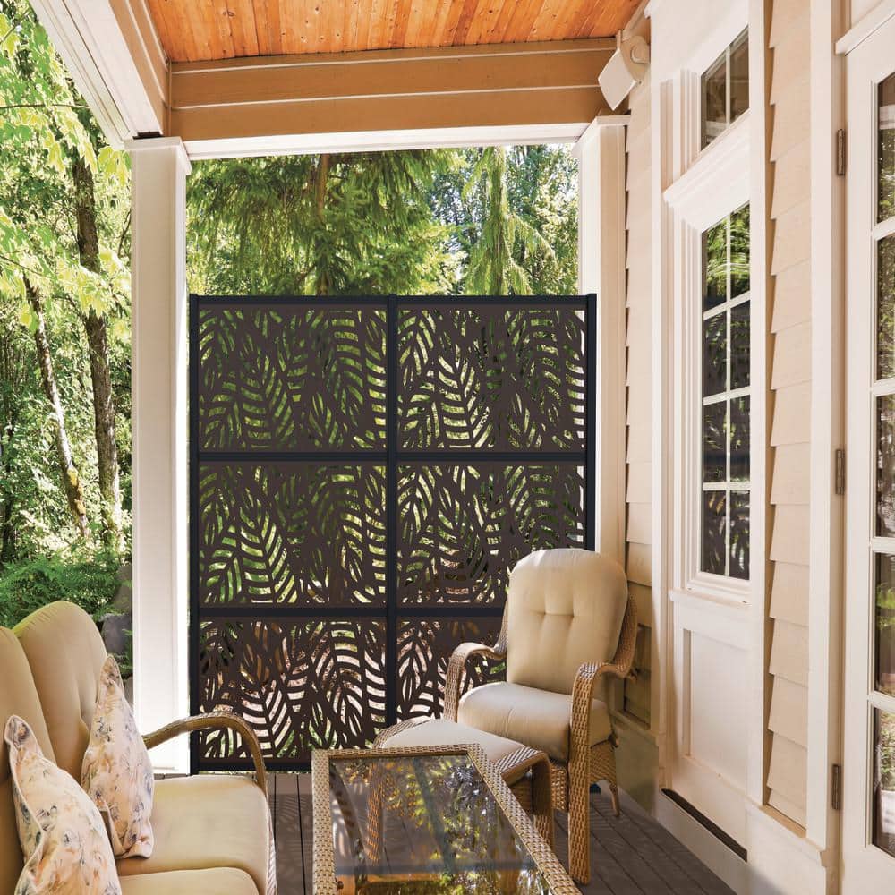 Barrette Outdoor Living 3 ft. x 6 ft. Sanibel Black Polypropylene Decorative Screen Panel (2)