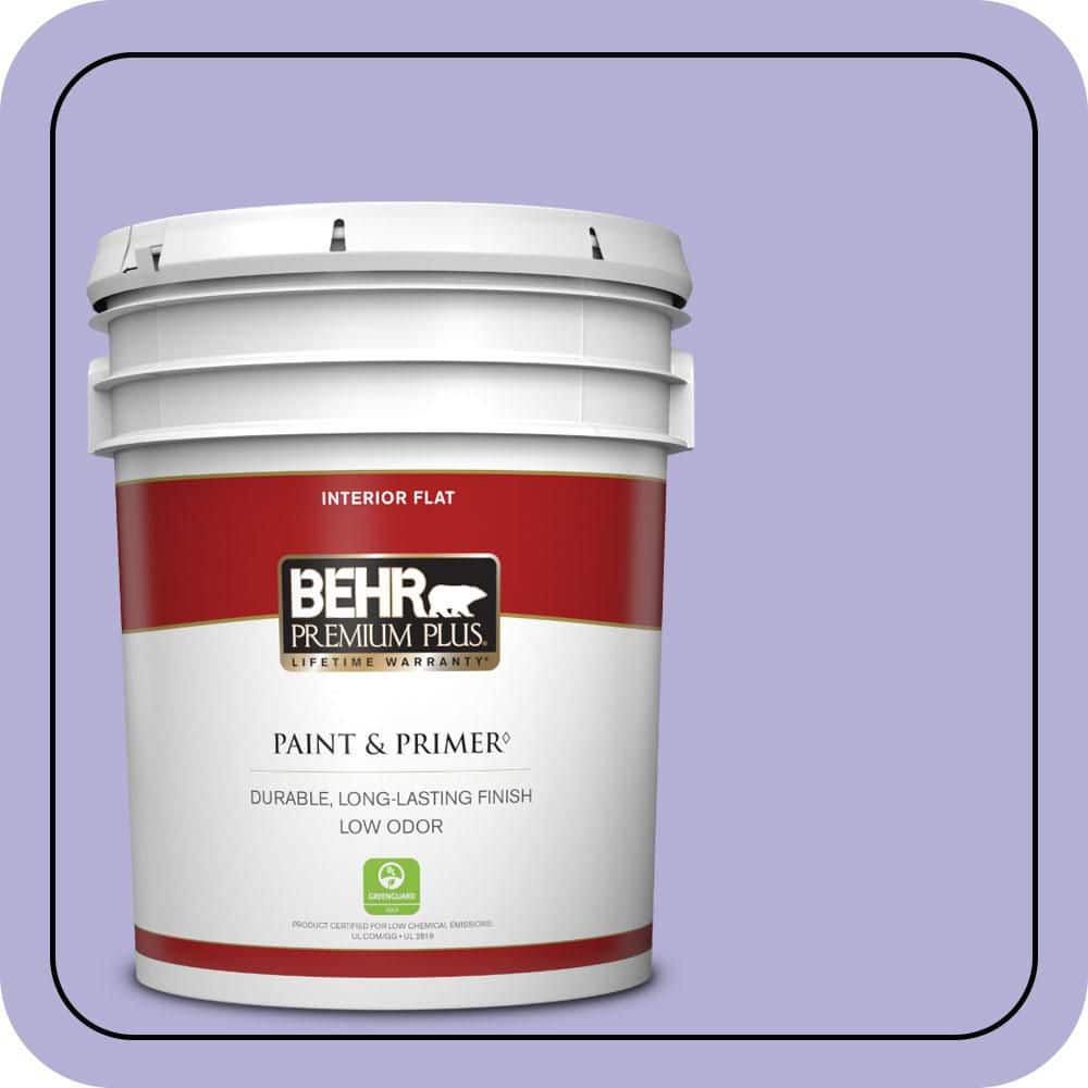 BEHR PREMIUM PLUS 5 gal. #630B-4 Freesia Purple Flat Low Odor Interior Paint & Primer