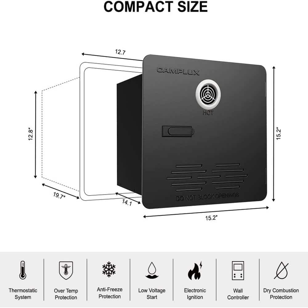 CAMPLUX Pro 10 65,000 BTU Max 3.9 GPM RV Propane Tankless Water Heater with Door and 2-Years Warranty, Black (2)